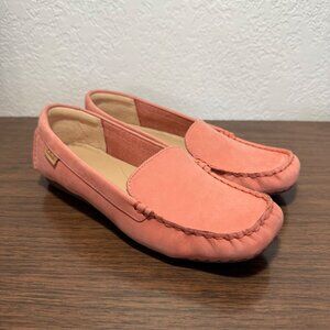 Clarks Freckle Walk Loafers Flats Slip On Shoes Size 7.5 Rose Peach Nubuck EUC